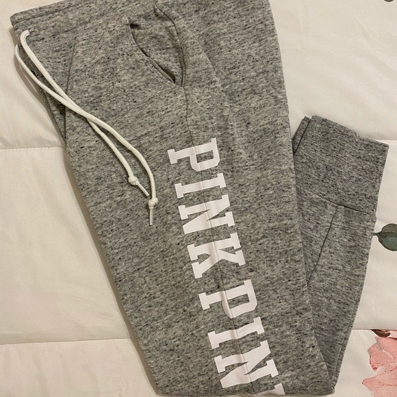PINK Victoria's Secret Pants - Victoria Secret VS PINK Heather Gray Joggers Jogging Pants Size SM Small